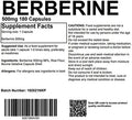 Berberine 98% 500mg 180 Capsules UK Made. Pharmaceutical Grade High Strength Supplement Metabolism Blood Sugar