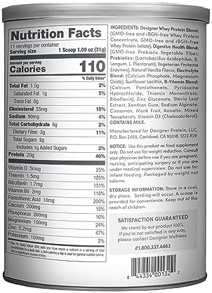 Designer Wellness Whey Natural Whey Protein Powder With Probiotics Fiber And Key Bvitamins For Energy Gluten French Vanilla 12Oz