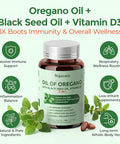 Hojasana Oil Of Oregano With Black Seed Oil & Vitamin D3 3-In-1 Immune & Digestive Support Enteric-Coated Softgels For Seasonal Wellness 120 Softgels 60-Day Supply Non-Gmo Gluten-Free Soy-Free
