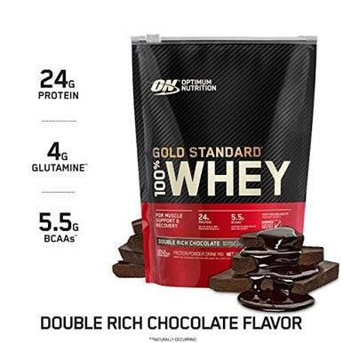 Optimum Nutrition Gold Standard 100% Whey Protein Powder Double Rich Chocolate (1 Lb.) Package May Vary