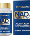 Nad+ Supplement 1000 Mg Pure Organic, Highest Nad+ Resveratrol Supplement Max Absorption For Energy And Dna Repair, Aging Defense, Brain Function Support, 120 Capsules