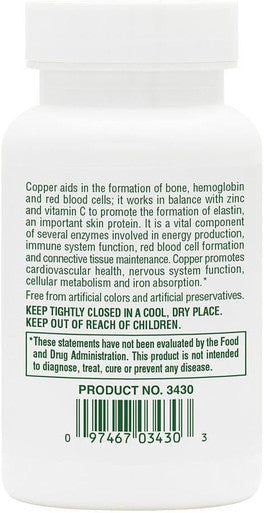 Naturesplus Copper 3 Mg - 90 Tablets - Supports Overall Wellness - Gluten - 90 Servings