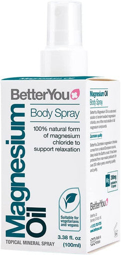 BetterYou Pure and Clean Magnesium Spray with Magnesium Chloride, 31% Concentration, 3.4 Fl Ounce (600 Sprays)