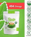 Stevita Organic Stevia 8 oz Pouch AllNatural Stevia Extract Natural Sweetener No Calories USDA Organic NonGMO Vegan Kosher Keto Paleo Gluten 454 Servings