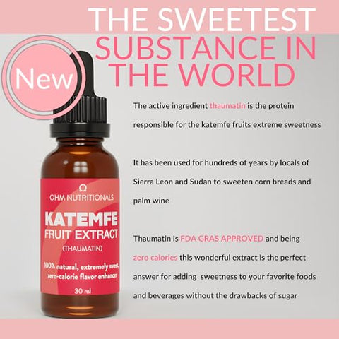 OHM NUTRITIONALS Katemfe Fruit Extract - 100% Natural, Extremely Sweet, Zero-Calorie Flavor Enhancer perfect substitute to Monk Fruit Sweetener no erythritol