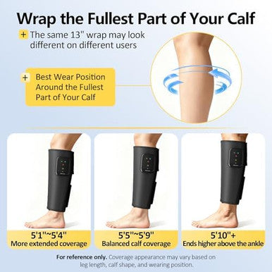 Comfytemp Cordless Calf Massager For Circulation And Pain Relief Fsa Eligible Hsa Portable Leg Compression Massager For Edema Rls Varicose Veins Ideal For Mom Dad Seniors (Fit Calf 13"~18")