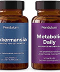 Pendulum Akkermansia and Metabolic Daily Bundle Live Probiotic Supplements Strengthen The Gut Lining Support Glp-1 Production Supports Metabolism