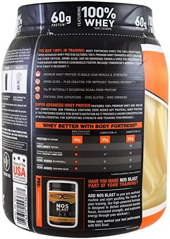 Bundle Of Body Fortress Super Advanced Whey Protein Powder Immune Support Vitamins C & D Plus Zinc Vanilla (3.9 Lbs) + Chocolate (1.78 Lbs)