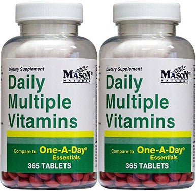 Daily Multiple Vitamins Compare To One A Day Essentials Multivitamin Multimineral Supplement 365 Tablets Per Bottle Pack Of 2 Total 730 Tablets