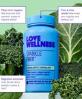 Love Wellness Sparkle Fiber Fiber Supplement With Digestive Enzymes Greens Superfood Powder & Psyllium Husk Powder Promotes Gut Health For Women Regularity & Bloating Relief 90 Count
