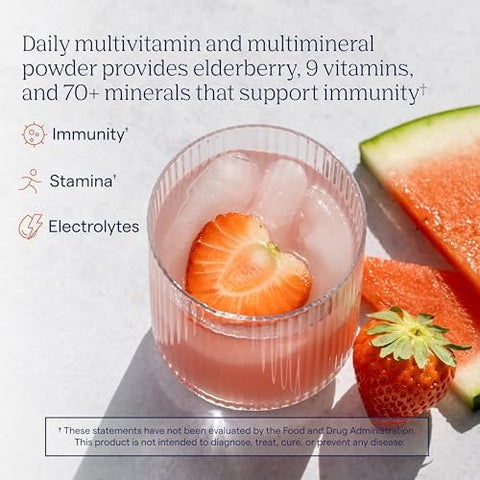 Trace Minerals Power Pak + Immunity Vitamin C Powder Drink Mix Tropical Watermelon Electrolytes Vitamin C Zinc and Vitamin D330 Stick Packs (30 Servings)