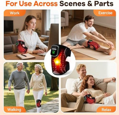 Puroth Red Light Therapy Knee Brace With Massage 3 Vibration Knee Massager With 660Nm 850Nm Infrared Red Light 5000Mah Cordless Electric Heated Knee Wrap For Knee Joint Elbow For Men Women