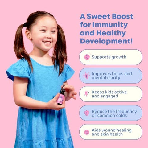 JoySpring Liquid Vitamin D3 with K2 Immune Support and Zinc Supplements for Kids Elderberry and Zinc Liquid