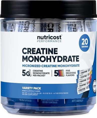 Nutricost Micronized Creatine Monohydrate 500 Grams And 20 Stickpacks (Variety) Bundle