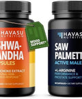 Havasu Nutrition High Strength Ashwagandha Supplement Capsules (45 Servings) & Saw Palmetto 500Mg Larginine 500Mg Complex (30 Servings)