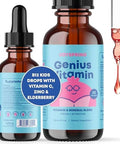 JoySpring Kids Daily Calm and Bedtime Routine Liquid Magnesium + Melatonin Sleep Drops + Vitamin B Complex for Kids with LTheanine Chamomile Elderberry and Zinc