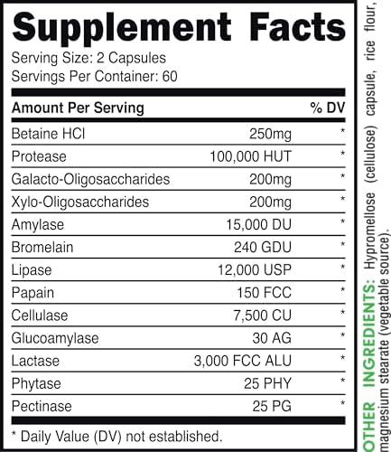 Bucked Up Digestive Enzymes (1500 Mg) Essentials (60 Servings 120 Capsules)