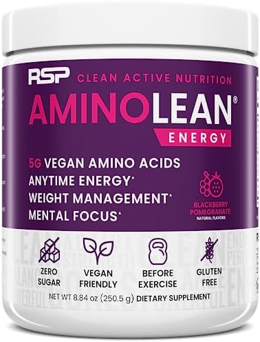 Rsp Nutrition Aminolean Pre Workout Powder Amino Energy & Weight Management With Vegan Bcaa Amino Acids Natural Caffeine Preworkout Boost For Men & Women 30 Serv Pink Lemonade