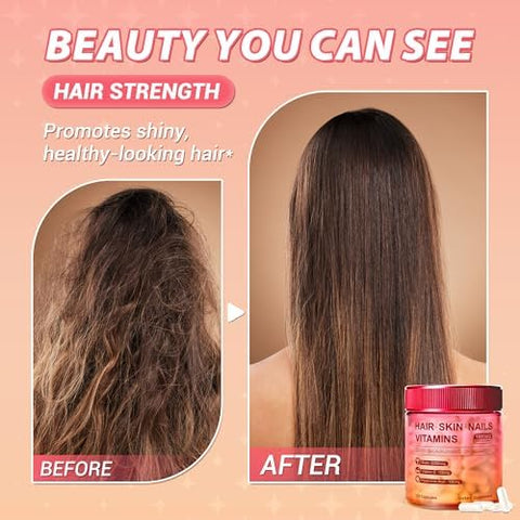 Hair Skin and Nails Vitamins Biotin Hyaluronic Acid Calcium AKG Vitamin C and Vitamin D3 K2 Support Healthy Hair Growth Strong Nails and Radiant Skin 120 Capsules (1 Pack)