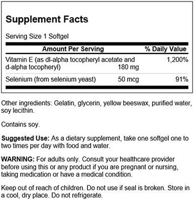Swanson Vitamin E & Selenium 90 Sgels (2 Pack)