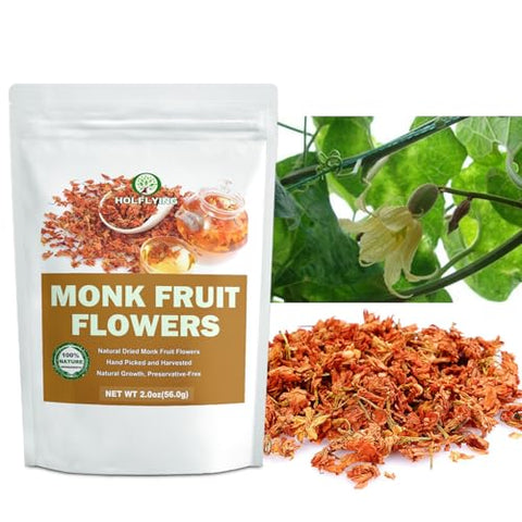 Natural Dried Monk Fruit Flower - 2.0 oz, All-Natural Luo Han Guo Flower Tea, No Additives, No GMO