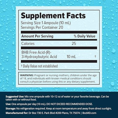 Dr. Boz - Pucker Up! Clear Ketones 20 Packets - Pure Liquid Bhb - Fast Acting Exogenous Ketones - Increase Energy & Clarity - Max Strength - Quality Tested - Made In Usa - Keto Diet 0.34Oz (10Ml)
