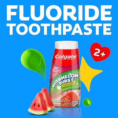 Colgate Anticavity Kids Toothpaste With Fluoride For Ages 2 Watermelon Burst Flavor 4.6 Ounce (4 Pack)