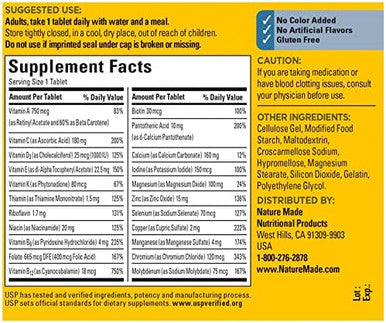 Nature Made Multivitamin For Him With No Iron, Mens Multivitamins For Daily Nutritional Support, Multivitamin For Men, 90 Tablets, 90 Day Supply