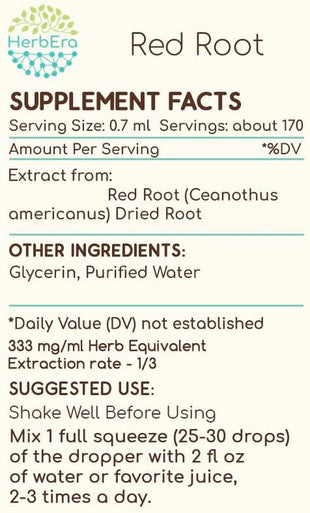 Red Root B120 Alcohol-Free Herbal Extract Tincture, Super-Concentrated (New Jersey Tea, Ceanothus Americanus) 4 fl oz