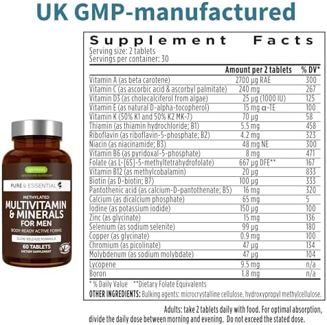 Multivitamin and Minerals for Men + Astaxanthin Complex Vegan Bundle Sustained Release Advanced Multivitamin + 4 mg H. Pluvialis Natural Astaxanthin by Igennus