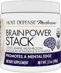 Host Defense Brainpower Stack Powder Targeted Brain Support Supplement Powder Mushroom Supplement With Lion'S Mane Niacin (B3) & Vitamin B12 Herbal Brain Support 100G (66 Servings)