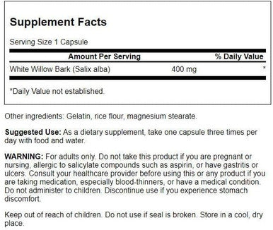Swanson White Willow Bark 400 Milligrams 90 Capsules (3 Pack)