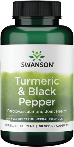 Swanson Premium- Turmeric '&' Black Pepper - Antioxidant Digestion '&' Joint Support - 90 Veg Caps