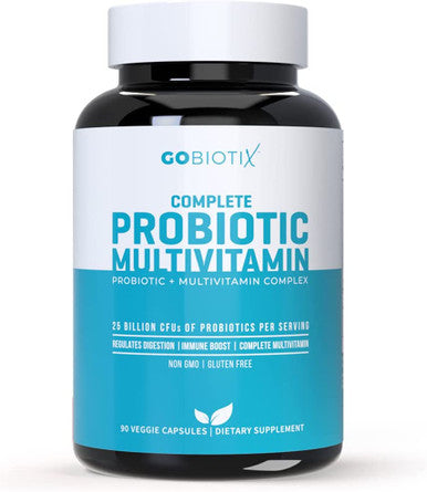 GoBiotix Probiotic Multivitamin Daily Multivitamin with Probiotics 25 Billion CFU Immune Boost Digestive Health Flora Probiotic for Women Men Gluten Free _ 90 Veggie Capsules