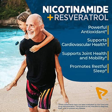 Nicotinamide 500 Mg With Resveratrol 100 Mg 120 Veggie Capsules - Vitamin B3 No-Flush, Non-Gmo, Gluten-Free, Made In Usa