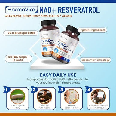 Nad+ Resveratrol 6,000Mg Quercetin 2000Mg Fisetin Black Pepper Healthy Aging Support Energy Levels Support 120-Day Supply Made In The Usa