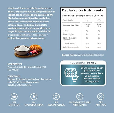 Sugar Free Allulose Sweetener Powder ÃƒÂ¢Ã¢â€šÂ¬Ã¢â‚¬Å“ Natural Keto Sweetener with Monk Fruit & Stevia, No Erythritol, No Maltodextrin, 100 Servings (200g) ÃƒÂ¢Ã¢â€šÂ¬Ã¢â‚¬Å“ THE MIX SUPERFOODS