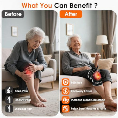 Epinuo Red Light Therapy For KneeWith 5 Vibration Massage Cordless Rechargeable 5000Mah Heated Knee Massager For Pain Relief s For Women Men 660Nm&850Nm Near Infrared Light Brace