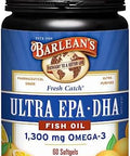 Barlean'S Omega 3 Fish Oil Supplements Supplement Softgels For Men And Women 1300 Mg Ultra Epa And Dha Fatty Acids Orange Flavored 60 Count