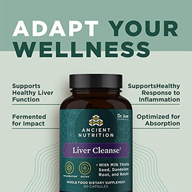 Ancient Nutrition Liver Detox Supplement Ancient Herbals Liver Cleanse With Milk Thistle 60 Count 1300Mg
