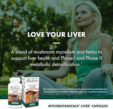 Host Defense Mycobotanicals Liver Capsules Liver Health Supplement With Milk Thistle & Turmeric Root Mushroom Supplement With Turkey Tail Reishi & Chaga 60 Capsules (30 Servings)