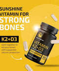 Vitamin D3 K2 5000 IU (60ct) and Magnesium Citrate 500 MG (60ct) Immune System Strong Bones Calm Relaxation Digestion and Muscle Support NonGMO