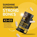 Vitamin D3 K2 5000 IU (60ct) and Magnesium Citrate 500 MG (60ct) Immune System Strong Bones Calm Relaxation Digestion and Muscle Support NonGMO
