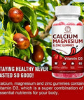 Calcium, Magnesium, Zinc & Vitamin D Gummies - 2 Pack Vitamins For Women, Men & Kids Calcium Supplements For Strong Healthy Bones, Zinc Gummies, Gluten-Free, Vegan - 120 Count