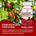 Calcium, Magnesium, Zinc & Vitamin D Gummies - 2 Pack Vitamins For Women, Men & Kids Calcium Supplements For Strong Healthy Bones, Zinc Gummies, Gluten-Free, Vegan - 120 Count
