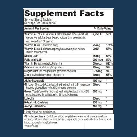 Advanced Hearing Formula Supplement Ear Health Vitamins Support Auditory Nerve Function Multivitamin With Vitamins A C E Folic Calcium Magnesium Zinc (60 Tablets)