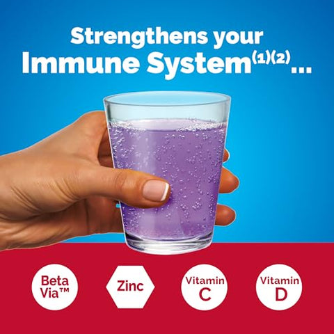 Emergen-C Immune Triple Action Immune Support Powder Betavia (R) 1000Mg Vitamin C B Vitamins Vitamin D And Antioxidants Elderberry 18 Count