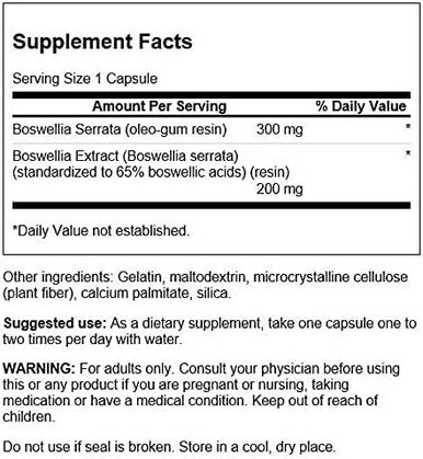 Swanson Boswellia Serrata - Whole Herb & Standardized Extract 120 Caps 2 Pack
