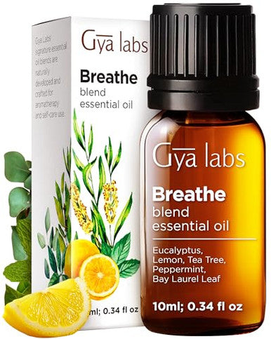 Gya Labs Breathe Essential Oil For Humidifier Cleaner & Rest & Relax Essential Oil For Diffuser Set - Aromatherapy Grade Essential Oils Set - 2X10Ml - Gya Labs