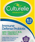 Culturelle Immune Defense Daily Probiotic For Women & Men - 28 Count, Mixed Berry Chewables With 4-In-1 Immune Support. Probiotic Vitamin C, Vitamin D, And Zinc Plus Elderberry